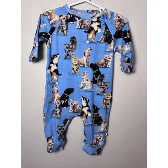Molo Fairfax Romper Joy Of Music Cat Print Blue Baby Sz 3-6 Months $87 - Picture 3 of 11